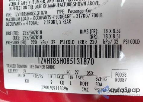 2008 Ford Mustang Gt Deluxe/Gt Premium from USA, damaged, VIN 1ZVHT85H085131870